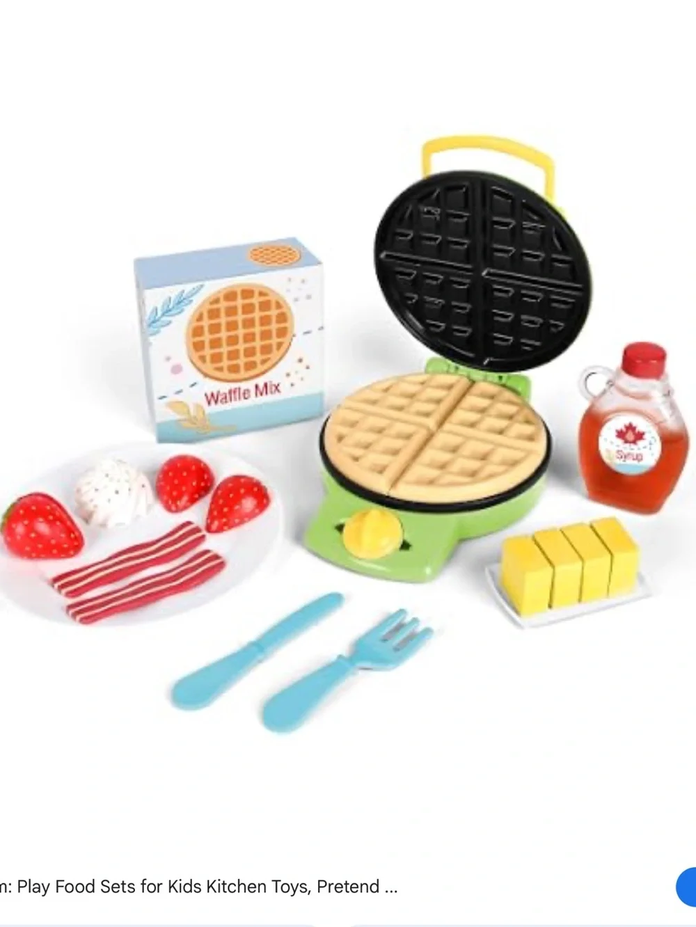 Pretend Waffle Maker Kid’s Play Food Set Acorn Avenue 21 pc. super cute read on
